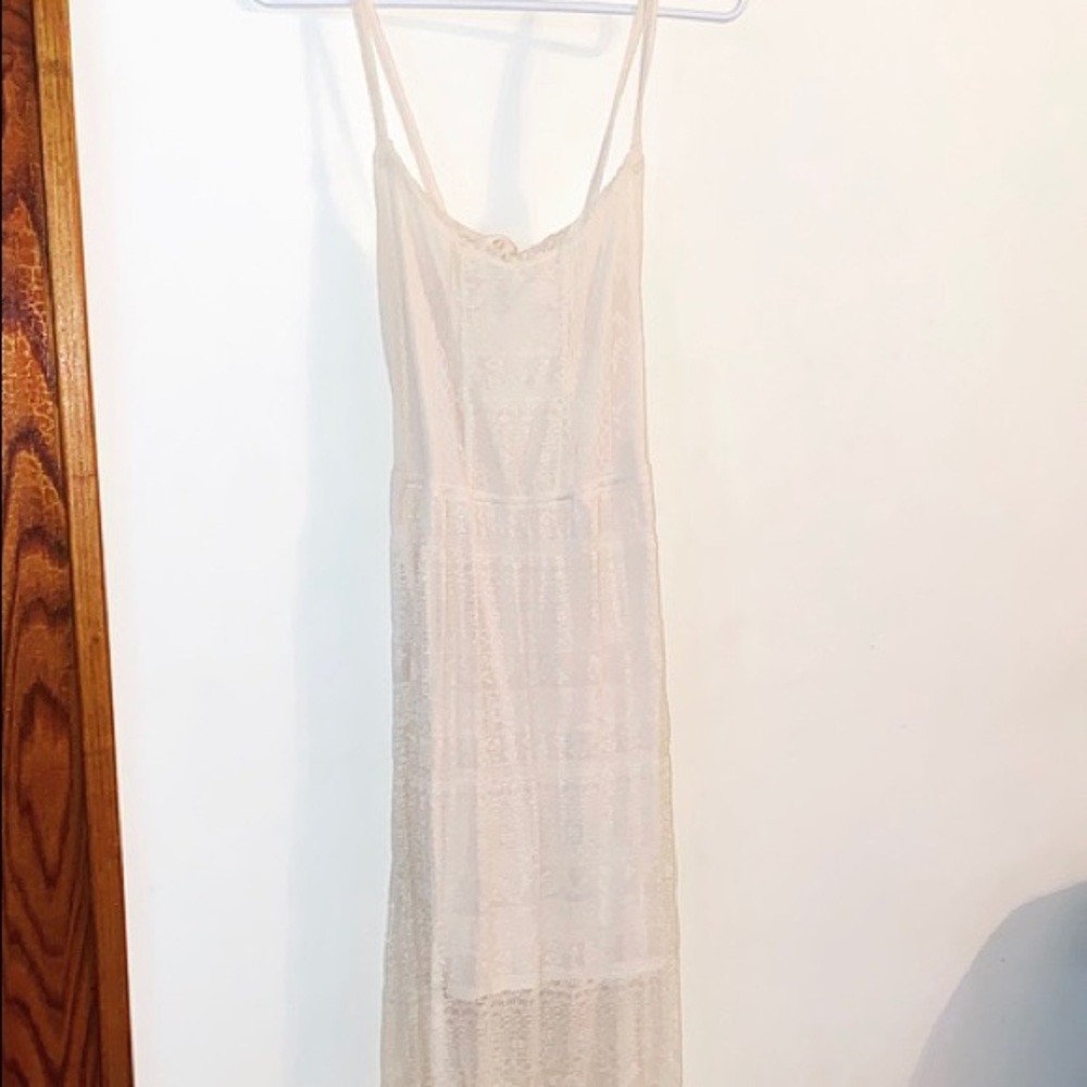 cream laced maxi dress